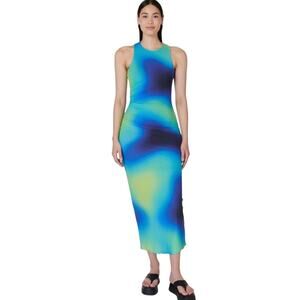 Sweaty Betty Sleeveless Shayla Blue Large Tropics Print Maxi Dress Women’s Sz M